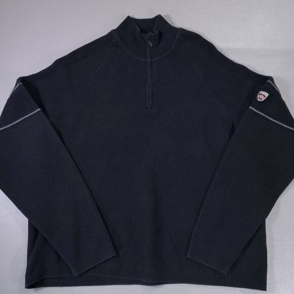 Eddie Bauer Sweater Mens Large Black 1/4 Zip Long Sleeve Made in Australia - Picture 1 of 11